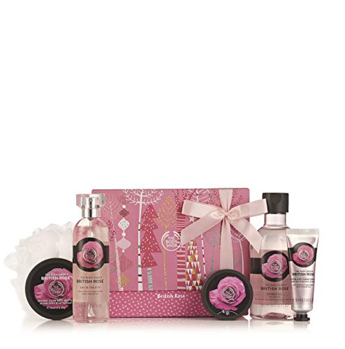 The Body Shop British Rose Premium Collection Gift Set, 4 piece Paraben-Free Bath and Body Gift Set