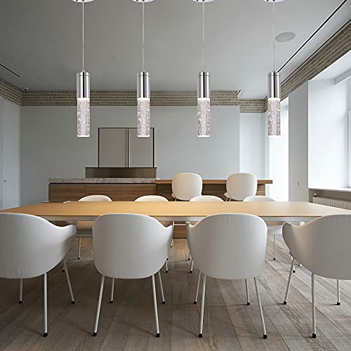 Kdk Lighting Pendant Lighting,Modern Contemporary,One Light Integrated Led Dimmable Mini Pendant Light Fixture,Polished Chrome Bubble Glass Crystal Hanging Light Perfect For Kitchen Island 2 Pack,A08 #TOP1