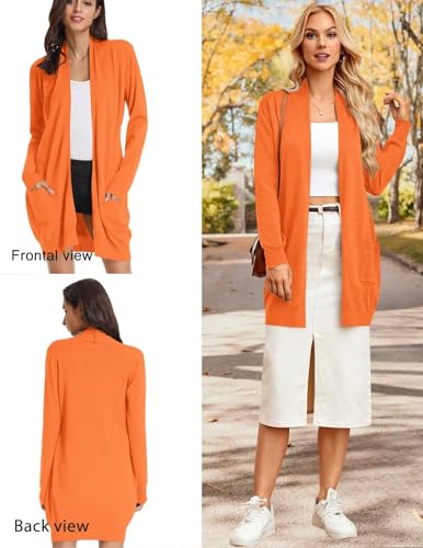 Image of GRACE KARIN Long Cardigan for Women Lightweight Open Front with Pockets | Oversized Cardigan Sweaters for Women, Soft Knit, Casual Fall Clothes, Layering Piece for Fall, Winter & Office Wear
