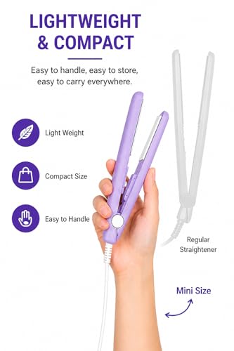 Image of Mini Hair Straightener, Portable Hair Straightener, Ceramic Plates,Smooth Shiny Straight Hair for Quick Heatup & Travel Friendly, Travel Lock, Touch Up, Suitable for All Hair Types (Multicolor)