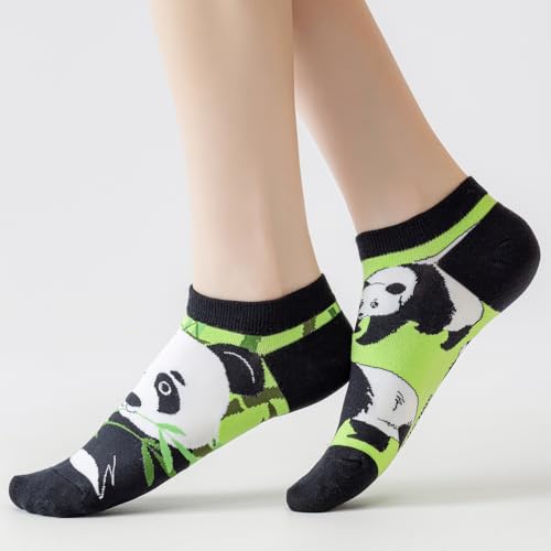 Image of 2 Pairs Funny Cartoon Animal Print Cotton Ankle Socks for Women Teens
