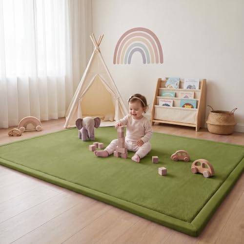 Image of 1.3 inch Thick Baby Play Mat for Floor,39x59 Memory Foam Tummy Time Mat