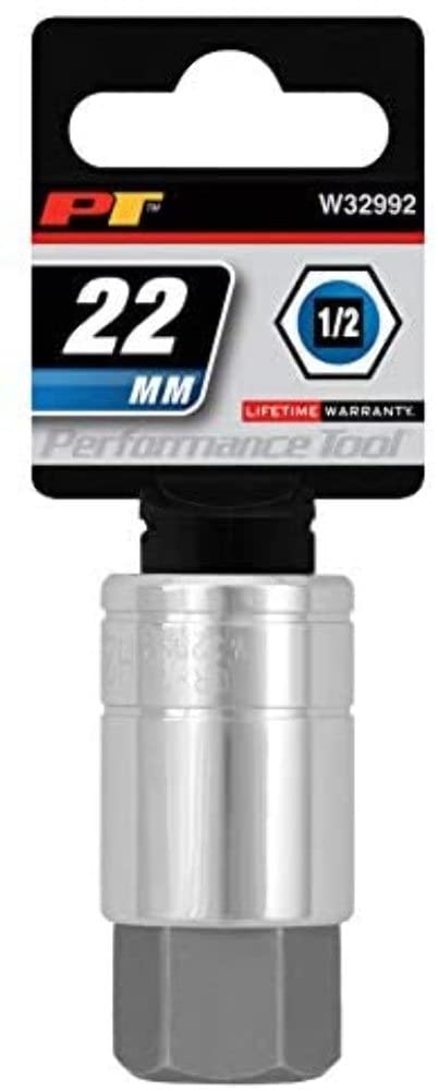 PERFORMANCE TOOL W32992 1/2 Drive 22mm Hex Bit Socket, 1 Pack