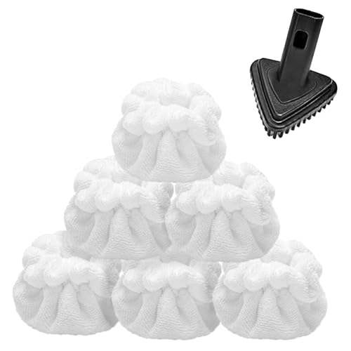 Fit Dupray Triangle Bonnets 6 Pack Reusable Microfiber Double Layer Steam Mop Pads for Cloth, Cortain, Carpet, Floors, Tiles, Grout & Detailed Cleaning, Fit Dupray McCulloch Awasky Steam Cleaner