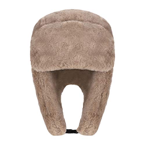 Winter Cozy Plush Ushanka Russian Hat Windproof Thermal Full Hood Earflap Hat Skull Cap Snowmobile Ski Hunting Trapper Hats For Women Teen Girls, Xmas Gift Brown #TOP2