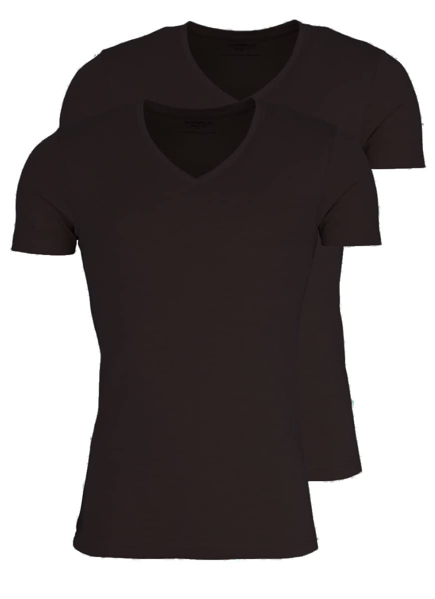Marvelis T-Shirt Doppelpack - Body Fit - V-Ausschnitt - Schwarz, Größe XL