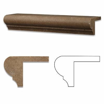 Noce Travertine Honed 2 X 12 x 3 Corner Ogee Stair Tread Trim - Box of 5 pcs.