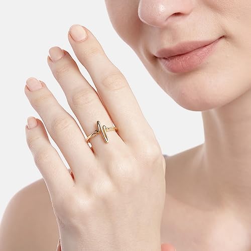 Women's 925 Sterling Silver Heartbeat Adjustable Ring