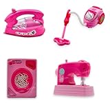VikriDA Battery Operated Plastic Household Home Appliances Play Set Toys with Realistic Sound for Kids - Pink