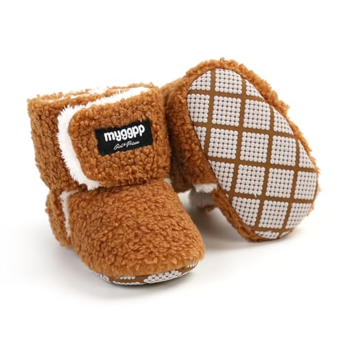 Ohwawadi Baby Boys Girls Cozy Fleece Booties Slippers Winter Infant Newborn Crib Sock Shoes Warm Baby Footwear First Walkers