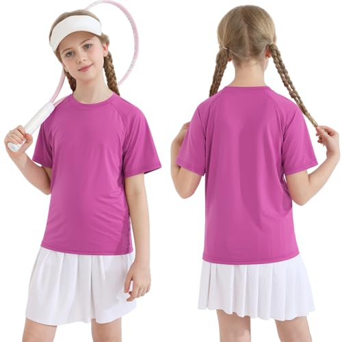 WISREMT Youth Kids Neon Shirt UPF 50+ Rash Guard Boy Girl Quick Dry Athletic Short Sleeve T Shirt Water Sport Swim Active Tee4