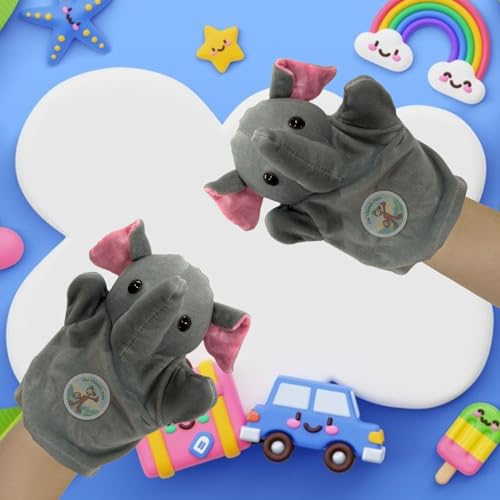Image of Elephant Hand Puppets for Kids Learning | Soft Plush Hand Puppet Toys for Storytelling, Role Play & Interactive Teaching | Educational Toys for Kids, Toddlers & Preschool Children