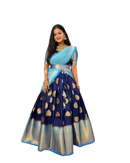 NAVKARMITWomen's Pure Pattu Silk Zari Weaving Lehenga Choli, Unstitched Lehenga Choli, Half Saree.