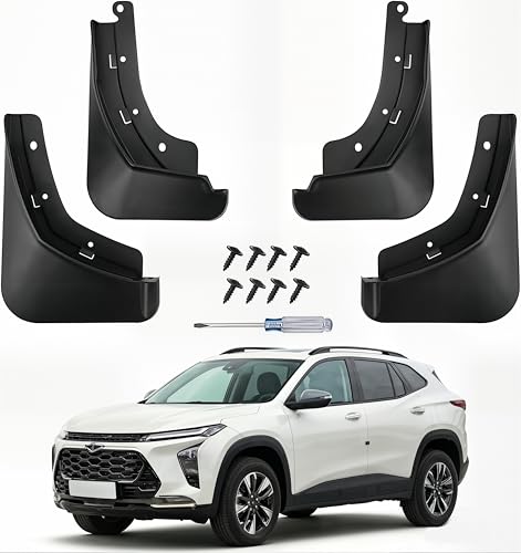 Durahalt No Drill Mud Flaps for 2024-2026 Chevrolet Chevy Trax SUV, Heavy Duty Front & Rear All Weather Splash Guards Set for LS/LT/1RS/2RS/ACTIV Models, OEM-Style Textured Black Mud Guards 4PCS