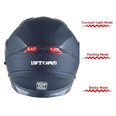 1Storm New Motorcycle Bike Modular Full Face Helmet Dual Visor with Rechargeable LED Tail Light: Modular901 Carbon Fiber Black