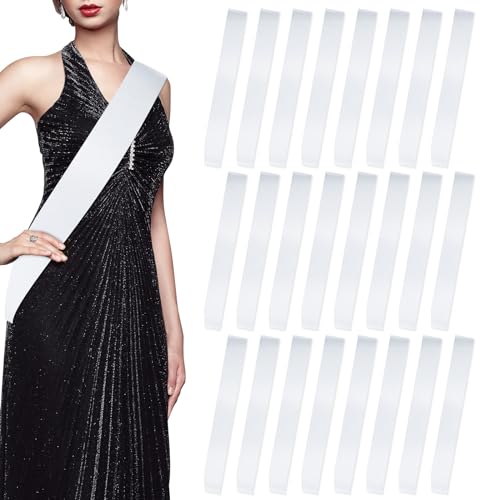 LaiHiulaan 25Pcs White Sashes Blank Satin Sublimation Sash for Pageants to Decorate Plain 2026 Senior Graduation Birthday Sash for Women Homecoming