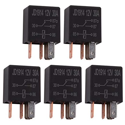 Ehdis 5 Pcs Car Relay 12V 30 AMP 5 Pin, SPDT Multi-Purpose Relay Heavy Duty Standard Relay Kit Cover