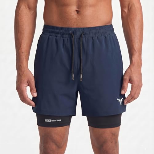 Image of Lymio Men Shorts | 2 in 1 Active Dual Shorts with Inner Tights Layer | Men's Double Layer Short for Running, Gym & Sports (SSM-S-09-11)