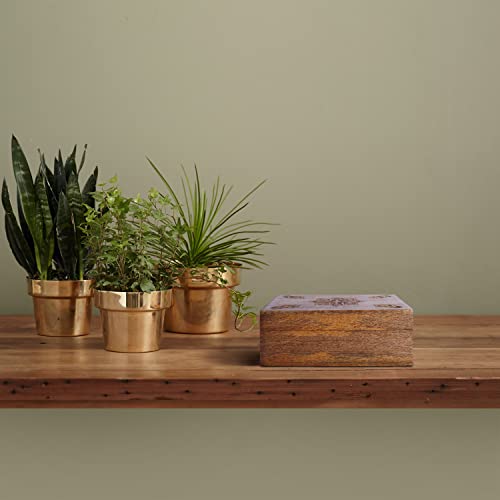 Mela Artisans Decorative Storage Box With Hinged Lid - Light Burnt, Xl | 10.5” X 7.5” X 4” | Rustic Serena Style | Crafted From Mango Wood | Ideal For Keepsakes, Trinkets, Jewelry And More #TOP4