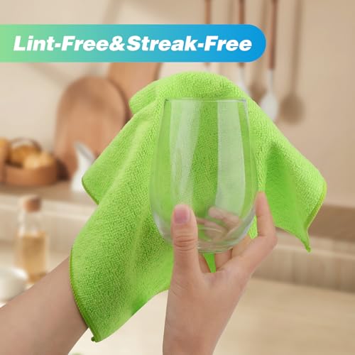Image of HOMEXCEL Microfiber Cleaning Cloth, 24 Pack Absorbent Cleaning Rags with 8 Color Assorted,Lint-Free Cleaning Towels for Car Kitchen House, 12 inchX11 inch (Multi-Color)