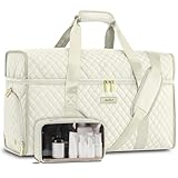 Weekender Travel Duffle Bag for Women: Overnight Bags with Shoe Compartment Carry on Bags for Airplanes with Toiletry Bag Weekend Yoga Gym Bag with Wet Pocket Beige