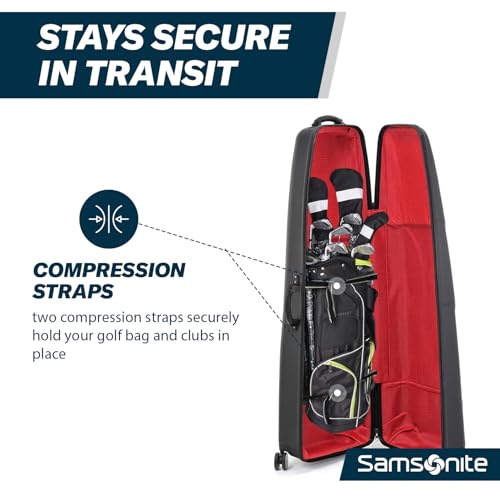Samsonite Tour Deluxe Hardside Golf Travel Case with Spinner Wheels | ABS hardshell, Fits 10.5-inch golf bags, Holds clubs up to 48 inches, Compression straps, Padded interior - image 7