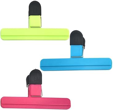 large chip bag clips 3 pieces food clips heavy duty air tight seal grip assorted colors and coffee open food bag snack bag
