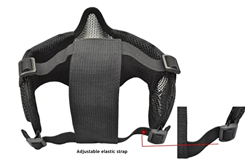 Jadedragon PJ Tactical Fast Helmet & Protect Ear Foldable Double Straps Half Face Mesh Mask & Goggle (Black Python Lines) - Thumbnail 7