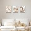 3 Pcs Roseaux Beige Plantes de la Pampa Tableau Décoration Murale Salon Boho Impression sur Toile Image sur Toile Abstraite Peintures sur Toile Décoration Murale pour Chambre Maison Bain 30x40cmx3pcs