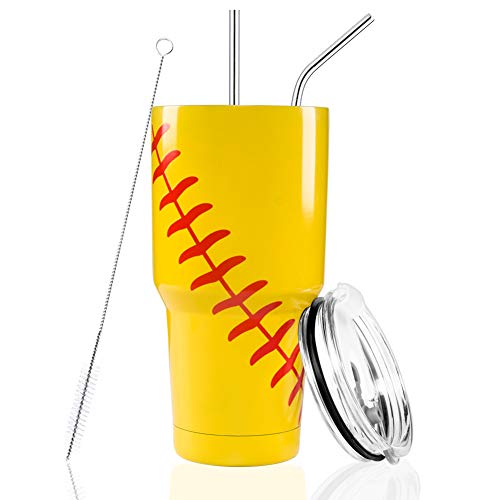 Joyclub 30oz Tumbler Stainless Steel Double Wall Vacuum Insulated Tumbler Cup Travel Mug with Lid, Straw and Cleaning Brush for Cold and Hot Drinks (S