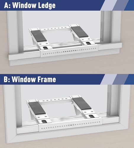 Image of No Drilling Window AC Support Bracket, Adjustable Support Fits Single & Double-Hung Windows, Air Conditioner Holder Bracket Heavy Duty Steel Holds Up to 300lbs, for 5000-24000 BTU Units