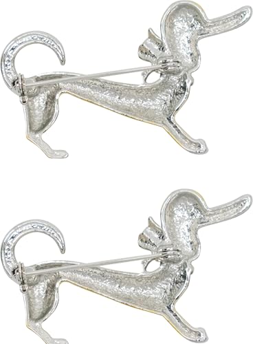 Image of Set of 2 Brooch Lapel Pins With Rhinestones