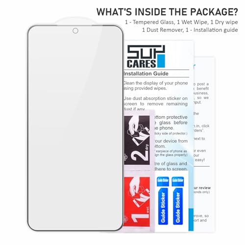 Image of SupCares Privacy Tempered Glass for Samsung Galaxy S25 and Galaxy S24 (6.2 Inch) With Installation Kit | Military-Grade Gorilla Screen Protector | Edge to Edge Coverage | Black