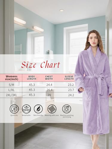 Image of Soft Robe For Women,Warm Plush Bath Robes Female,Spa Towel After Shower Lightweight Long Bathrobe