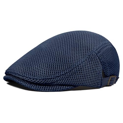 PivotWing Schiebermütze Herren Cap Herren Leicht Atmungsaktiv Schirmmütze Herren Weich Netzgewebe Baskenmütze Herren Weich Netzgewebe Flatcap Verstellbar Sommermütze Outdoor Navy One Size