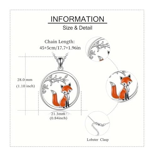 Fox Pendant Necklace and Earrings Set, Silver Tone with Orange Enamel, 18 Inches2