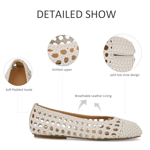 Image of VBDB Mesh Ballet Flats for Women Split Toe Tabi Flats Wide Width Mesh Flats Low Heel Casual Ballerina Comfortable 2026 Spring Summer Shoes