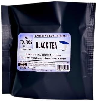 Black tea pods compatible with Nespresso OriginalLine, single serve ceylon tea capsules for coffee brewing machines - Pack of 10 tea capsules