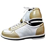 PENXZT Bowlingschuhe Für Herren Und Damen, Leichte Bowlingschuhe, Turnschuhe, Leder, Atmungsaktiv, Für Den Außenbereich, rutschfest,Gelb,41 EU