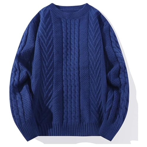 Mens Crewneck Pullover Sweater Knitted Soft Cable Puff Sleeve Knit Warm Sweaters2