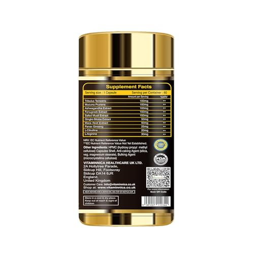 Vitaminnica Testo - Maca Root, Tribulus Terrestris, Ginseng, Fenugreek - Testosterone Supplements for Men - 60 Capsules - Image 4