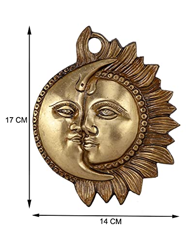 Radhna Essential Wall Hanging Sun Moon Half Face Metal Brass Decorative Plate Handmade Wall Decor #TOP1