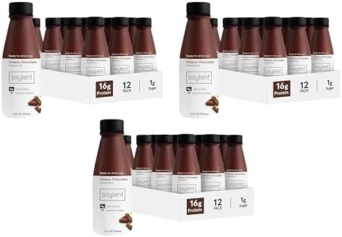 Soylent Chocolate Meal Replacement Shake, Contains 16g Complete Vegan Protein, Ready-to-Drink, 11oz, (Pack of 36)