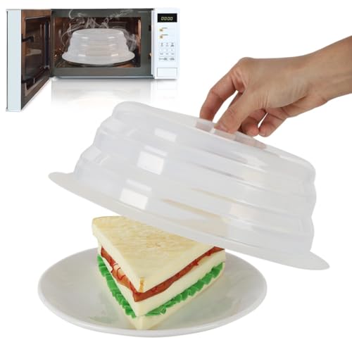 Cubierta de silicona para microondas con ventilación de vapor y mango de agarre, tapa de placa de 10.6, protector de salpicaduras resistente al calor, apto para lavavajillas