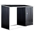 LOPOO Outdoor Firewood Rack and Storage Shed, Galvanized Steel Log Holder, Durable and Low Maintenance, Anthracite Color