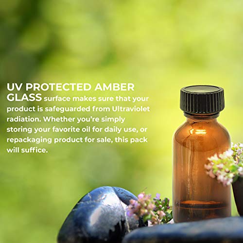 Amber Glass Bottles 1 oz (30 ml) Pack Of 12 Empty Refillable Bottles With Black Cap - Leakproof Essential Oils Bottle for Storage and Travel Bottles for Liquids3