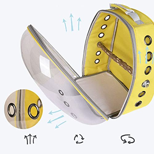 Pet Parrot Carrier Bird Travel Bag with Standing Perch, Space Capsule Transparent Backpack Breathable 360° Sightseeing (Black) - Image 4