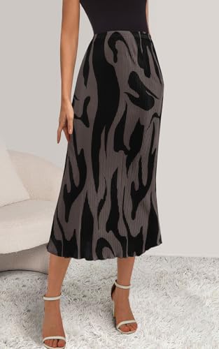 PRETTYGARDEN Women's 2025 Summer High Waist Graphic Print A Line Pleated Long Skirts for Women Trendy Plisse Midi Skirt2