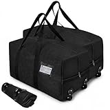 Teamkio 2 Pack Travel Duffle Bag with Wheels, 92L Large Multi-Purpose Waterproof Holdall Luggage Bags, Foldable Wheeled Duffle Bag with Rollers for Moving, Camping, Sports, Outdoor (75x35x35cm)
