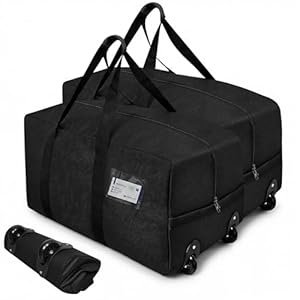 Teamkio 2 Pack Travel Duffle Bag with Wheels, 92L Large Multi-Purpose Waterproof Holdall Luggage Bags, Foldable Wheeled Duffle Bag with Rollers for Moving, Camping, Sports, Outdoor (75x35x35cm)